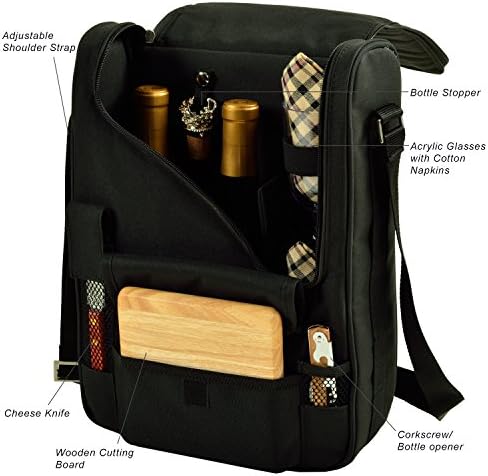 Picnic at Ascot Boise State Licensed Broncos Deluxe Wine Carrier with Wine Glasses and Accessories for Two Assembled & Quality Approved in The USA
