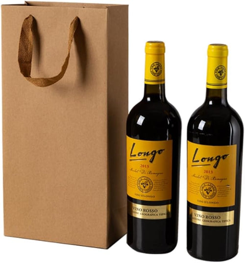JPORSHU 10 Pack Wine Paper Bag,Wine Bottle Bags Bulk Reusable Gift Tote Bag Holds 2 bottles of wine,Kraft Paper Wine Bags with Handles,for Wedding Bottle Whiskey Spirits Party (kraft paper)