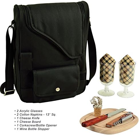 Picnic at Ascot Boise State Licensed Broncos Deluxe Wine Carrier with Wine Glasses and Accessories for Two Assembled & Quality Approved in The USA