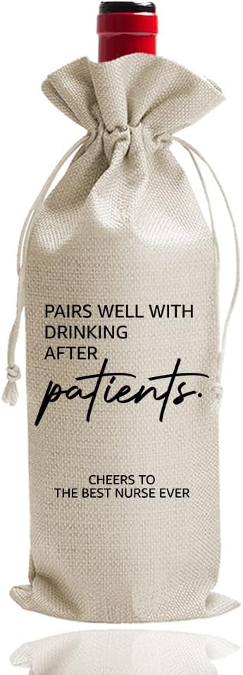 Nurse Gift Wine Bag, Gift for Nurse, Nursing School Gift, Pairs Well with Nursing, Gift Bag for Nurse Appreciation, Gift for Her, Graduation Gift, Birthday, Colleague, Friends (DL062)