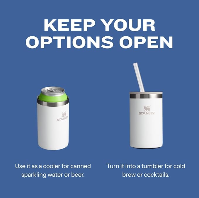 STANLEY Everyday Can Cooler Cup 10 oz | Steel Drink Holder for Beer, Seltzers, Soda, and Energy Drinks| Hold-Tight Tabs | Dishwasher Safe | Doubles as Tumbler
