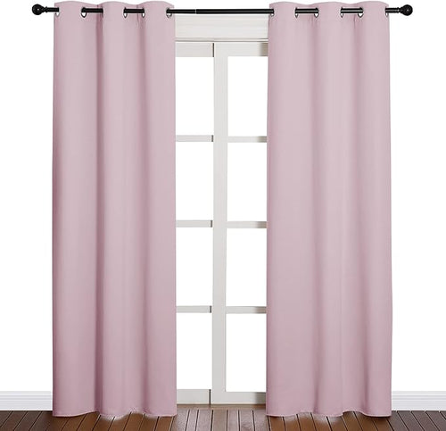 NICETOWN Nursery Essential Thermal Insulated Solid Grommet Top Blackout Curtains/Drapes (1 Pair, 42 x 84 inches, Baby Pink)