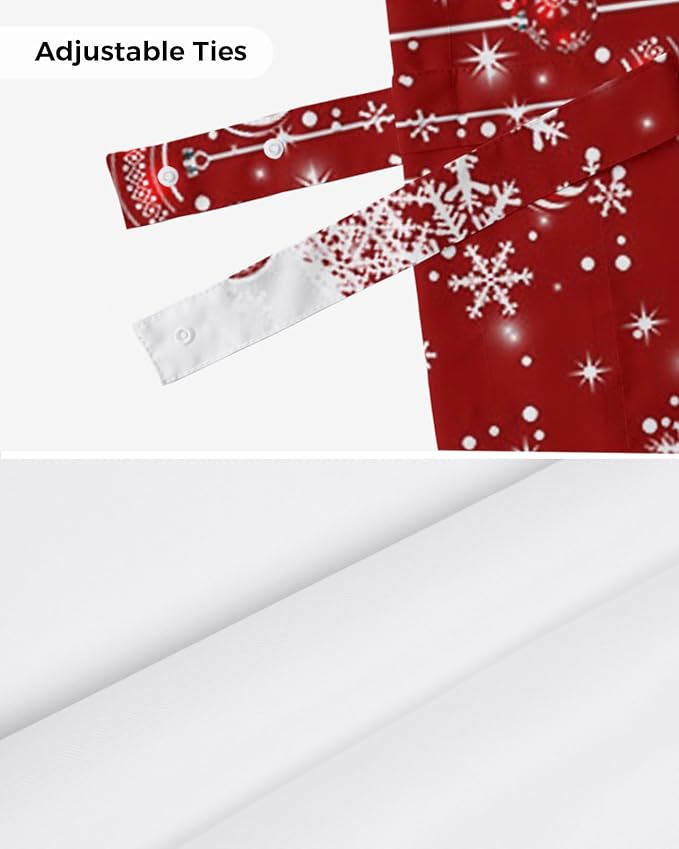 Red Christmas Blackout Tie Up Valance Curtains for Kitchen Windows White Xmas Tree Snowflakes Red Balls Window Toppers Balloon Shades for Living Room/Bathroom/Bedroom,1 Panel, 54" X 18", Winter