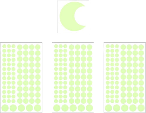 uxcell Glow Dots and Moon, Glow in The Dark Ceiling Stickers, 252 Dots Wall Decals Glowing Decal Decoration for Ceiling and Wall