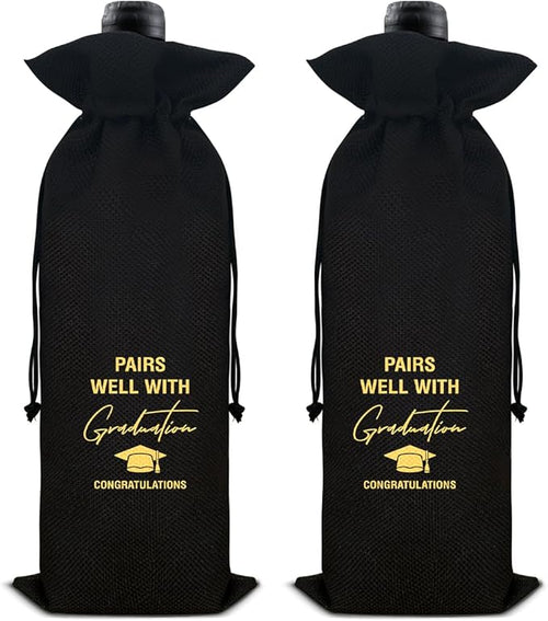 HOIJAUMAI Graduation Gifts for Women Men Graduation Wine Bag Pairs Well with Graduating Wine Gift Bags (Black)