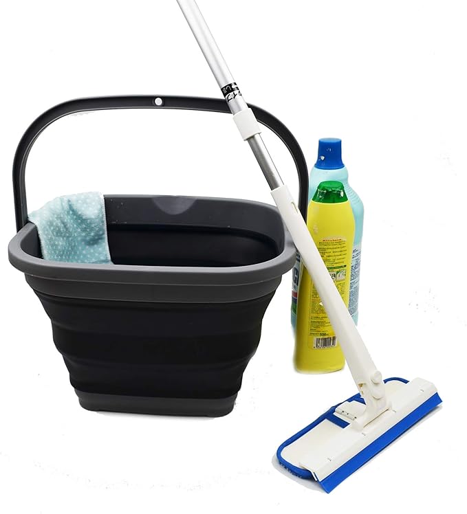 SAMMART 10L (2.6 gallon) Collapsible Rectangular Handy Basket/Bucket (Grey/Black (Set of 2))