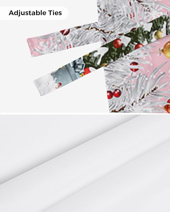 Christmas Gnome Blackout Tie Up Valance Curtains for Kitchen Windows Winter Merry Christmas Tree Balls Window Toppers Balloon Shades for Living Room/Bathroom/Bedroom,1 Panel, 60" X 18", Pink