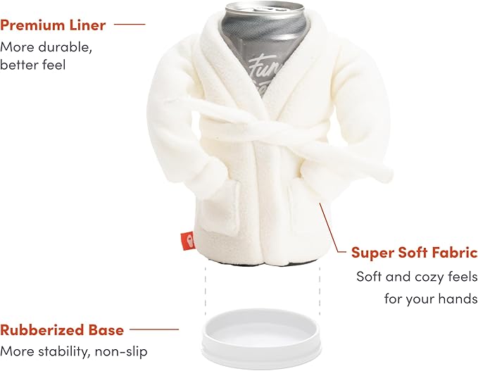 Puffin - The Spa Robe - Insulated 12 oz Can Cooler I Beer Bottle & Soda Can Insulator, Keep Drinks and Beverages Cold - Sandy White
