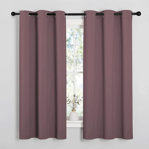 NICETOWN Dry Rose Blackout Curtains for Bedroom (1 Pair, 42 x 63 inches), Farmhouse Thermal Insulated Room Darkening Drapes for Windows