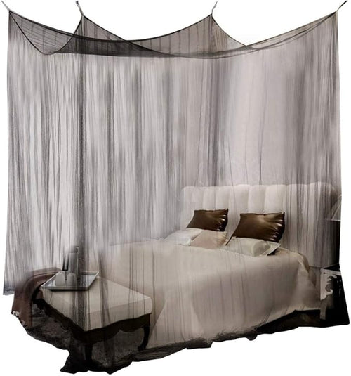 Mosquito Net Bed Canopy,4 Corner Post Curtains Bed Canopy Elegant Mosquito Net Set,Screen Netting Canopy Curtains,4 Corner Post Bed Canopy Mosquito Net Full Queen King Size Bedding(Black)