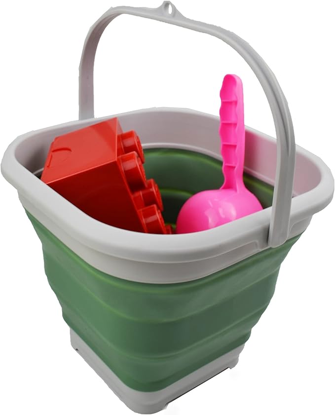 SAMMART 10L (2.6 gallon) Collapsible Rectangular Handy Basket/Bucket (Slate Grey + Dark Sea Green (Set of 2))