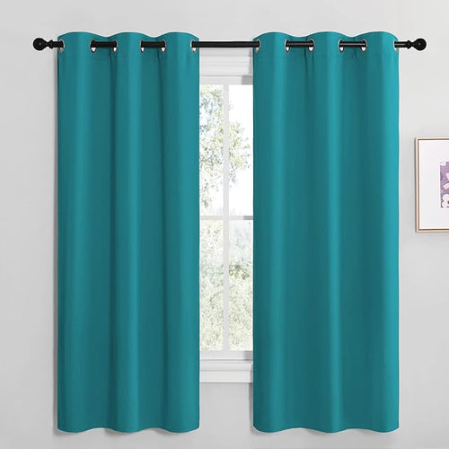 NICETOWN Room Darkening Curtains 68 inch Length 2 Panels, Thermal Insulated Grommet Blackout Curtains for Modern Casual Elegant Bedroom Kids Room Theme Decoration (Peacock Teal, 2 Pieces, W42)