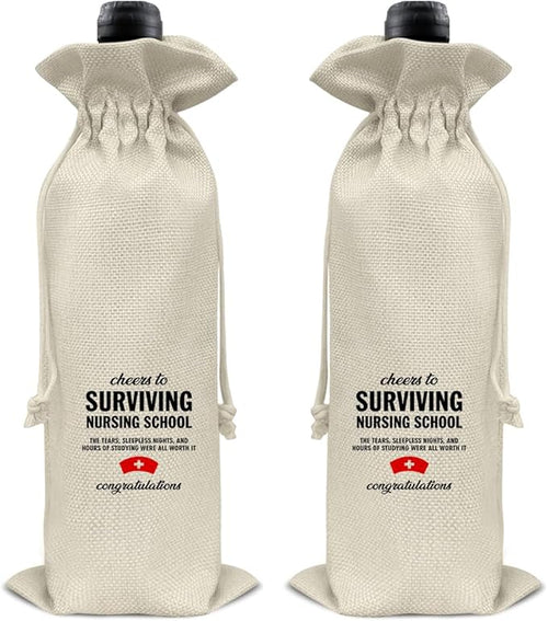 HOIJAUMAI Nurse Graduation Gift Nursing Graduation Wine Bag Surviving Nursing School Wine Gift Bags for Nursing Students Women Her