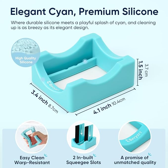 Silicone Cup Cradle, Cup Cradle for Tumblers Use to Apply UV DTF Decal/Apply Vinyl Decals -Keep Mugs in Place with Felt Squeegee(Cyan)