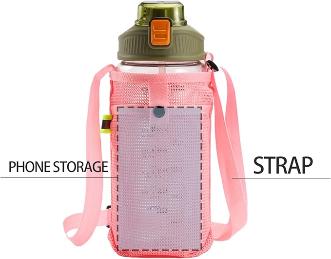 Water Bottle Holder with Strap & Phone Pocket, for 36oz Bottle (Bottle Excluded), Bottle Bag for Sports Gym Walking Hiking Picnic