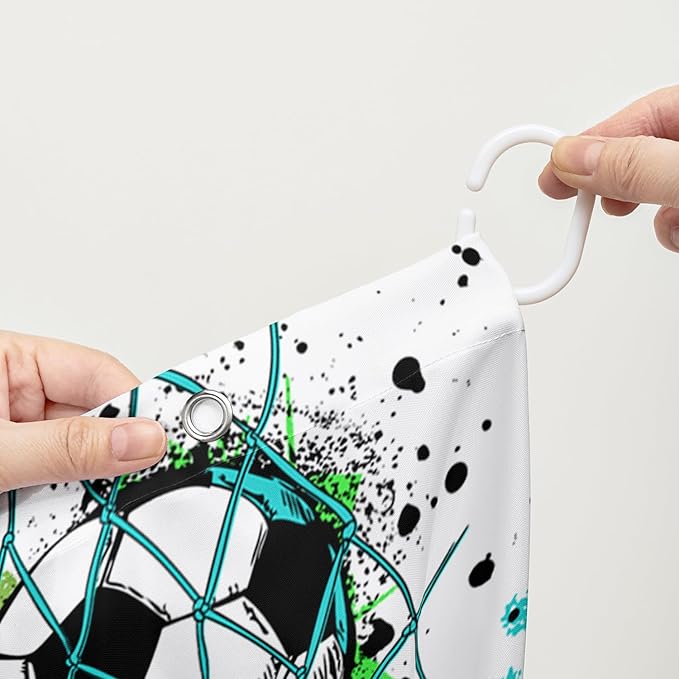AILONEN Sport Shower Curtain,Graffiti Basketball Football Baseball Rugby Sport Art Bath Curtain Minimalist Bathroom Curtain 60" W*72" H Polyester Waterproof Bathroom Curtain with 12 Hooks