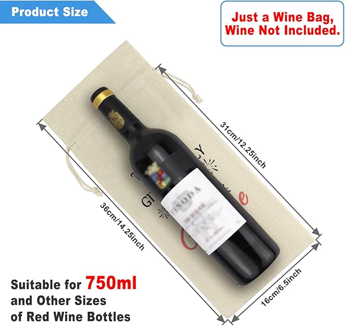 Wine Themed Bag Funny Gifts for Wine Lovers Christmas Birthday Valentine's Day Housewarming Gifts for Women Men Best Friend Friendship Gift Wine Bottle Gift Bags with Drawstrings Decorations Supplies