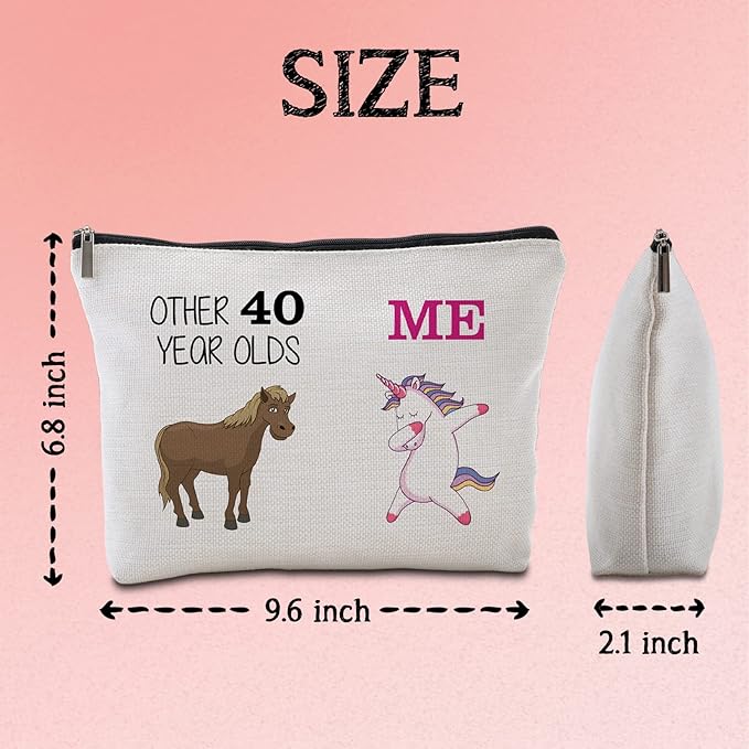40th Birthday Gifts Women Travel Makeup Bag Funny Unicorn Gift Bag Other 40 Year Old Me Unicorn Best 40 Birthday Decorations for Her 40th Birthday Gift Ideas