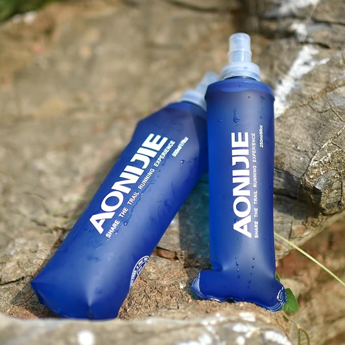 TRIWONDER TPU Soft Folding Water Bottles BPA-Free Collapsible Flask for Hydration Pack - Ideal for Running Hiking Cycling Climbing (500ml/16.9oz)