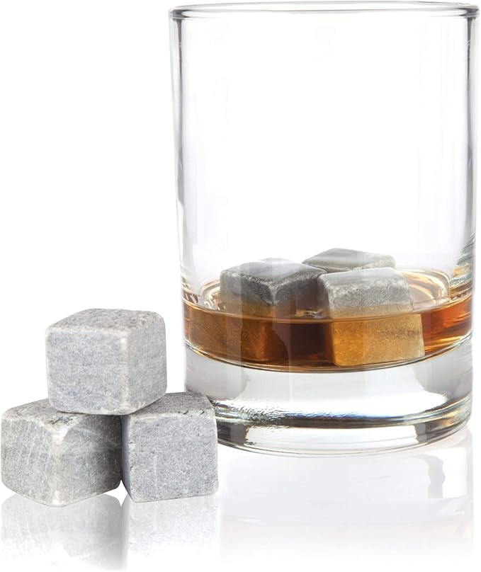Twine Cooling Glacier Bourbon Rocks, Reusable Ice Cubes, Whiskey Stones Set, Barware, Accessories, Bar Tools, Set of 6, Grey, Soapstone