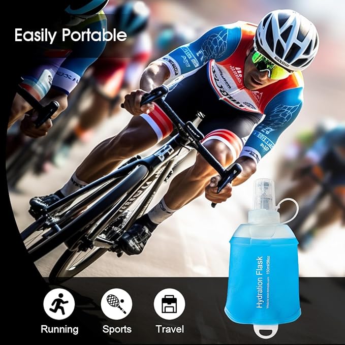 500ml Soft Flask, TPU Collapsible Soft Water Bottle for Hydration Pack, Running Vest, Folding Water Bottle for Hiking Cycling Climbing-1Pcs, Blue