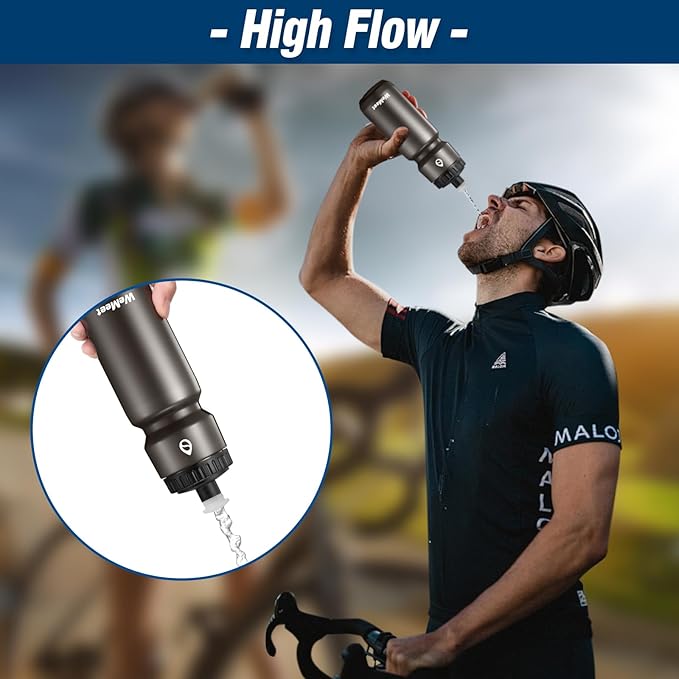 Leak Proof Cycling Water Bottle with Capacity Scale, BPA Free, 24oz Mountain Bike Squeeze Bottle, BPA Free, for Cycling, Fitness, Running, Hiking (Red Blue, 2 Pack)