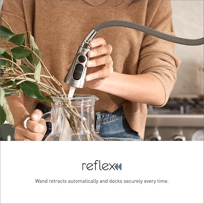 Moen Haelyn Spot Resist Stainless Single-Handle Pull-Down Sprayer Kitchen Faucet Featuring Power Boost for a Faster Clean, Soap Dispenser Included, 87627SRS