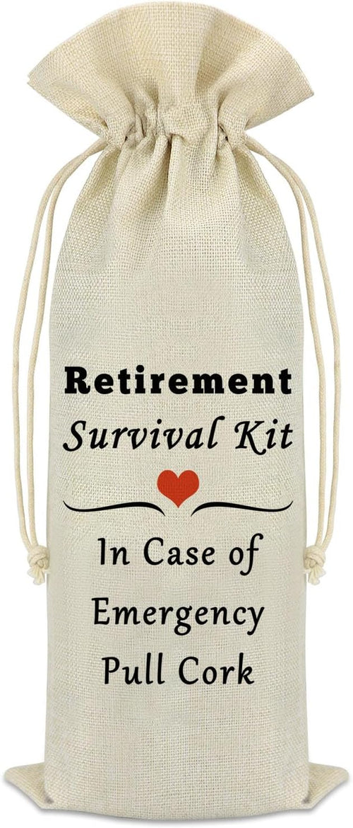 Retirement Gifts for Women Men Retirement Wine Bag Gift for Retirement Goodbye Farewell Leaving Gift for Colleagues Nurse Friends Coworker Teacher Retired Gift Burlap Wine Gift Bags with Drawstrings