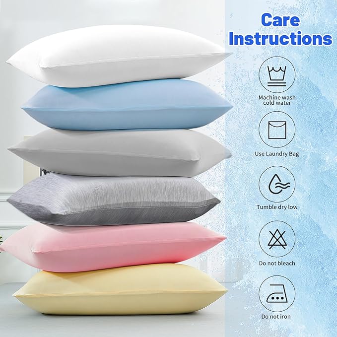 Cooling Pillow Cases for Hot Sleepers - Double Side Arc-Chill Q-Max>0.5 Cooling Fiber Cool Pillow Cases 2 Pack - Breathable Soft Cold Pillow Cases with Hidden Zipper (Blue, 20" x 30")