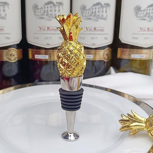 Pineapple Wine Bottle Stopper, Reusable Zinc-Alloy Storage wine Stoppers ,Beautiful Golden Decoration wine Gift for Home Decoration, Wedding, Beach Themed Event Favor