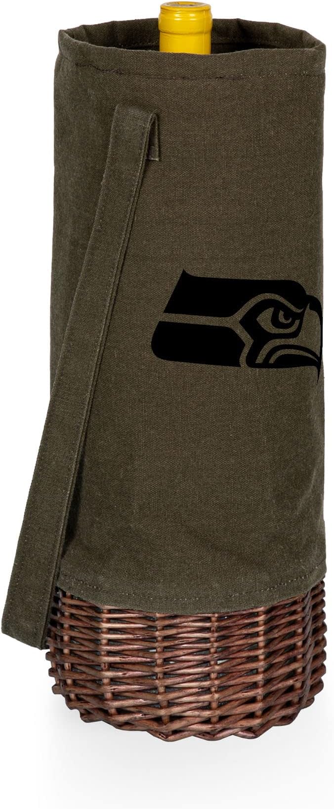 PICNIC TIME NFL Unisex-Adult NFL Malbec Insulated Canvas and Willow Wine Bottle Basket