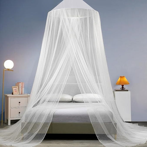 dix-rainbow Mosquito Net Bed Canopy,Elegant King/Queen Size Canopy Bed Curtains for Girls,Stylish Dome Mosquito Netting Bed Tent, Decor for Baby Cribs, Kid Beds, and Adult Beds(White)