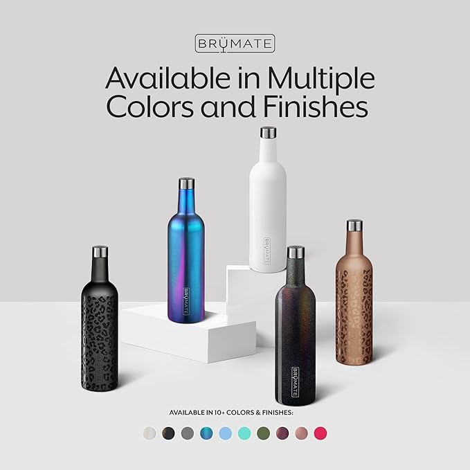 BrüMate Winesulator 25 Oz Triple-Walled Insulated Wine Canteen Made Of Stainless Steel, 24-hour Temperature Retention, Shatterproof, Comes With Matching Silicone Funnel (Glitter Merlot)