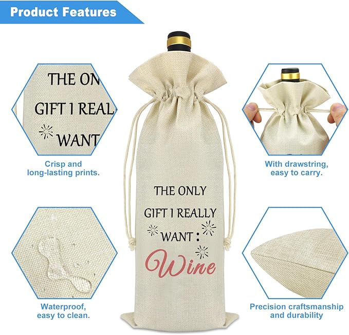 Wine Themed Bag Funny Gifts for Wine Lovers Christmas Birthday Valentine's Day Housewarming Gifts for Women Men Best Friend Friendship Gift Wine Bottle Gift Bags with Drawstrings Decorations Supplies