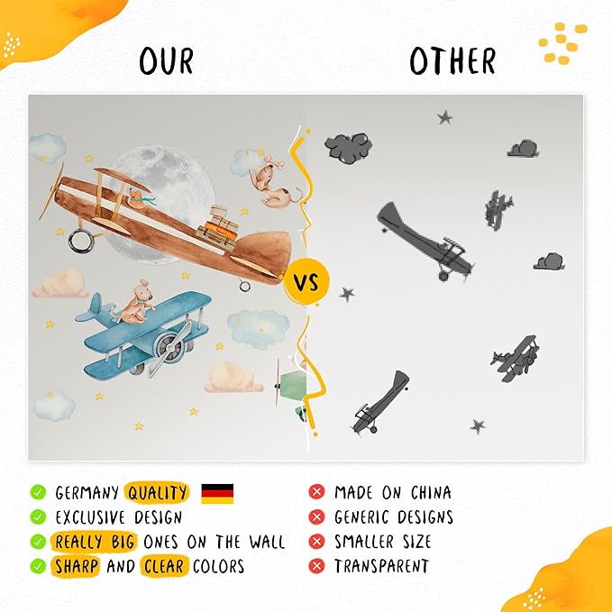 Hot Air Balloon Wall Decals for Kids by Lipastick โ 87 pcs Cartoon Animals Wall Decals for Girls Boys Kids Baby - Animal Wall Stickers for Nursery Room Bedroom - Raccoon Fox Koala Panda M Size
