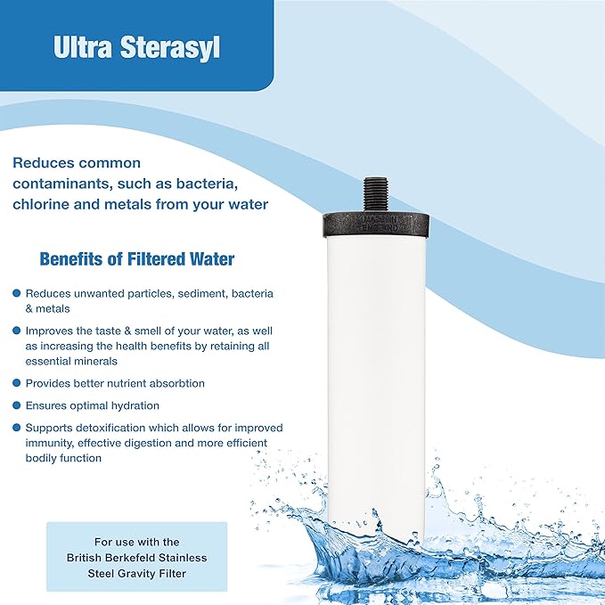 British Berkefeld Doulton Β¦ W9121226 Β¦ 7" Ultra Sterasyl Β¦ Authentic Gravity Drinking Water Ceramic Replacement Candle Element Filter Β¦ 8674 Β¦ White Β¦ Removes Heavy Metals (2 pack)