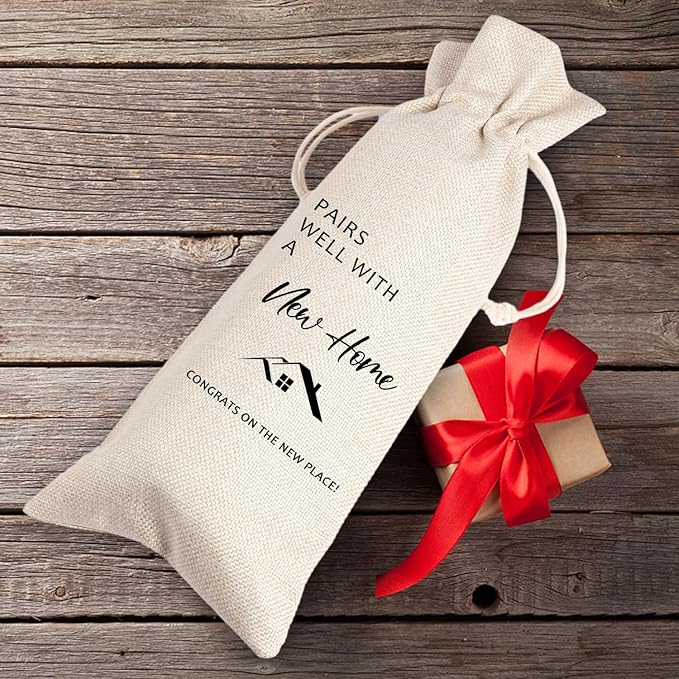 House warming Gifts New Home | First New Home House Homeowner Gift | Realtor Gift to Clients | Sweet Home Congrats | Housewarming Party Decorations | Wine Gift Bags for Women Men Friends Homeowner