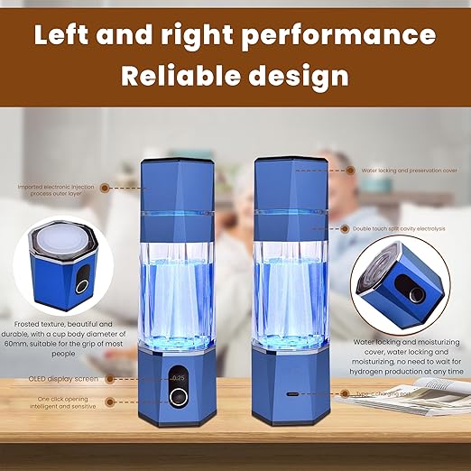 Hydrogen Alkalin Hydrogen Water Generator,Portable Rechargeable aquahealth Hydrogen Water Bottle with SPE/PEM Technology, Suitable for Home, Office, Travel, and Fitness Hydration.(Blue)