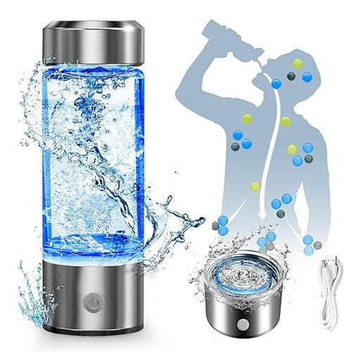 Hydrogen Water Bottle, Hydrogen Rich Water Generator, Rechargeable Portable Glass Hydrogen ,3Min Quick Electrolysis, for Daily Office Home Travel and Fitness Drinking