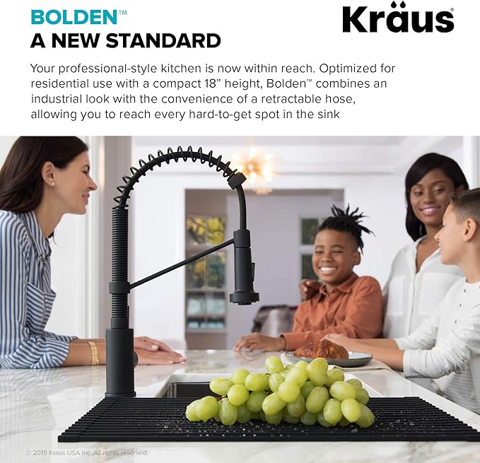 Kraus KPF-1610SFS-KSD-43SFS Bolden 18-Inch Single Handle Commercial Style Pull-Down Kitchen Faucet with Soap Dispenser, Spot Free Stainless Steel