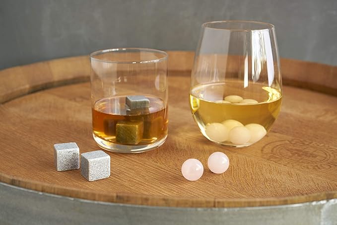 Twine Cooling Glacier Bourbon Rocks, Reusable Ice Cubes, Whiskey Stones Set, Barware, Accessories, Bar Tools, Set of 6, Grey, Soapstone