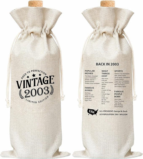 Tedea 21st Birthday Wine Gift Bag, Vintage Back In 2003 Birthday Gift Wine Bag For Women Men, Best Friend, Coworker, Birthday Party Decorations, 1 Pc Wine Bag (G08)