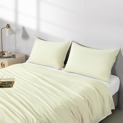 2 Pack Microfiber Queen Zipper Pillowcases, Soft Comfortable Not Shrink Beige Pillow Case, Breathable Pillow Cases Set of 2 (20x30 Inches)