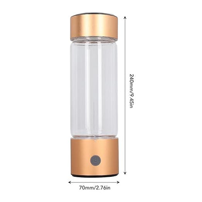 Hydrogen Water Bottle, 410ml Hydrogen Rich Water Generator with Nasal Inhalation Hose, Rechargeable Portable Glass Hydrogen Ionizer for Daily Fitness Drinking
