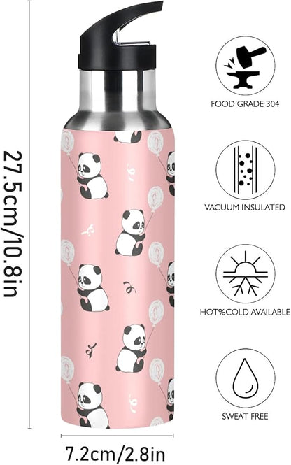 MNSRUU Insulated Water Bottle with Straw, Rainbow and Unicorns Stainless Steel Flasks for Sports Cycling Hiking School