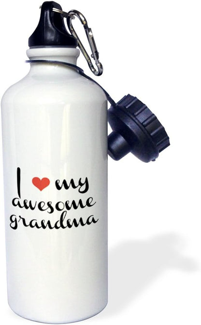 3dRose I love my awesome grandma Sports Water Bottle, 21 oz, Multicolor