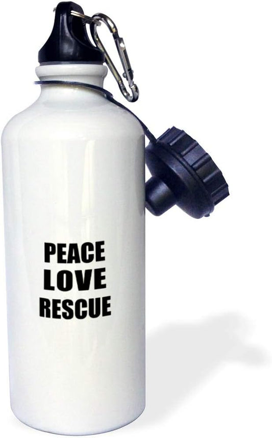 3dRose Peace Love Things That Make Me Happy-Animal Pet Rescue Sports Water Bottle, 21 oz, Multicolor