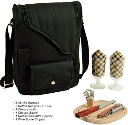 Picnic at Ascot Boise State Licensed Broncos Deluxe Wine Carrier with Wine Glasses and Accessories for Two Assembled & Quality Approved in The USA