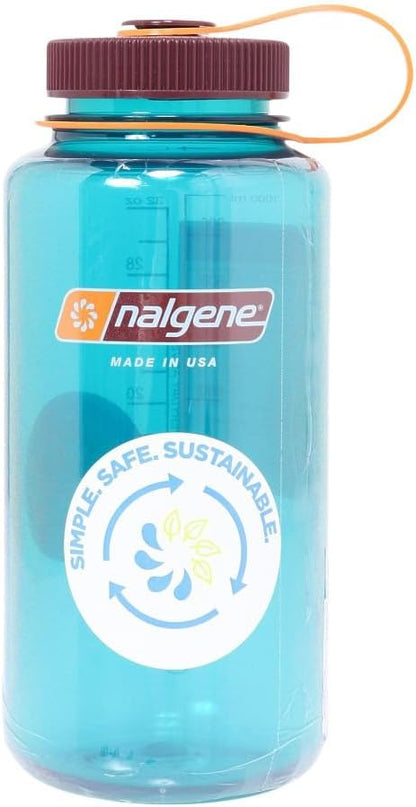 Nalgene Sustain Tritan BPA-Free Water Bottle Made with Material Derived From 50% Plastic Waste, 32 OZ, Wide Mouth, Teal