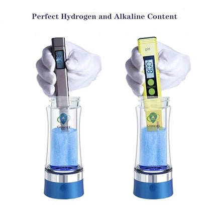 Hydrogen Alkaline Water Bottle Hydrogen Water Generator Ionizer Hydrogen Water Maker Machine with SPE and PEM Technology US Membrane Make Hydrogen Content up to 800-1200 PPB (blue)